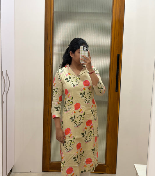 Beige floral kurti only