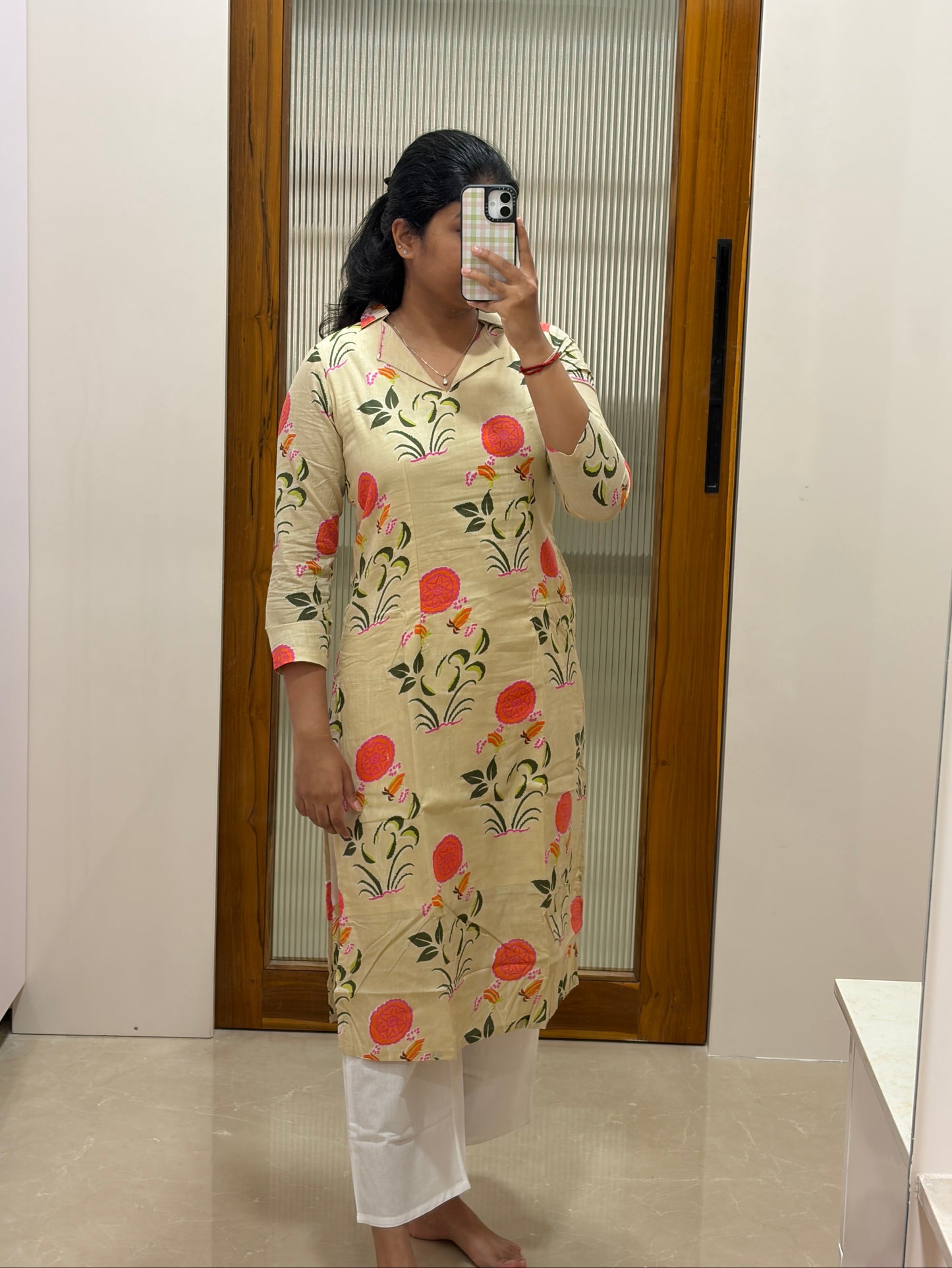 Beige floral coord set