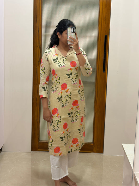 Beige floral coord set