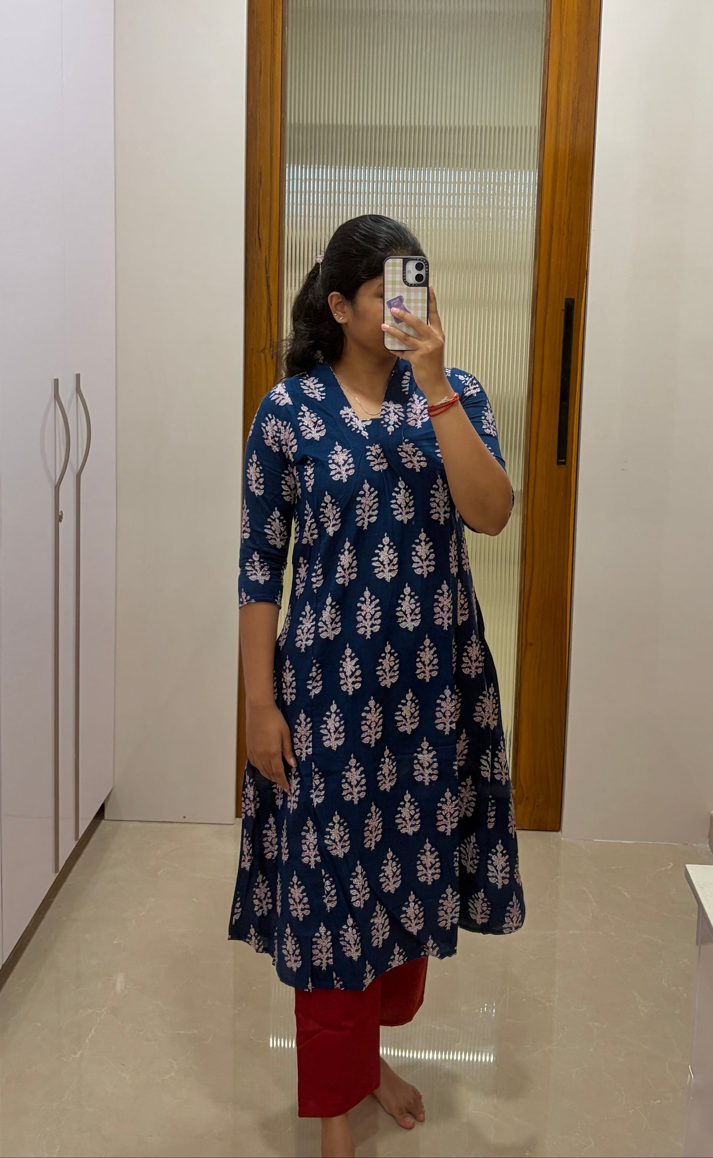 Ink blue and red A-Line coord set