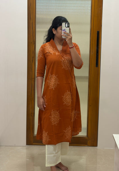 Rust orange and offwhite  A- Line coord set