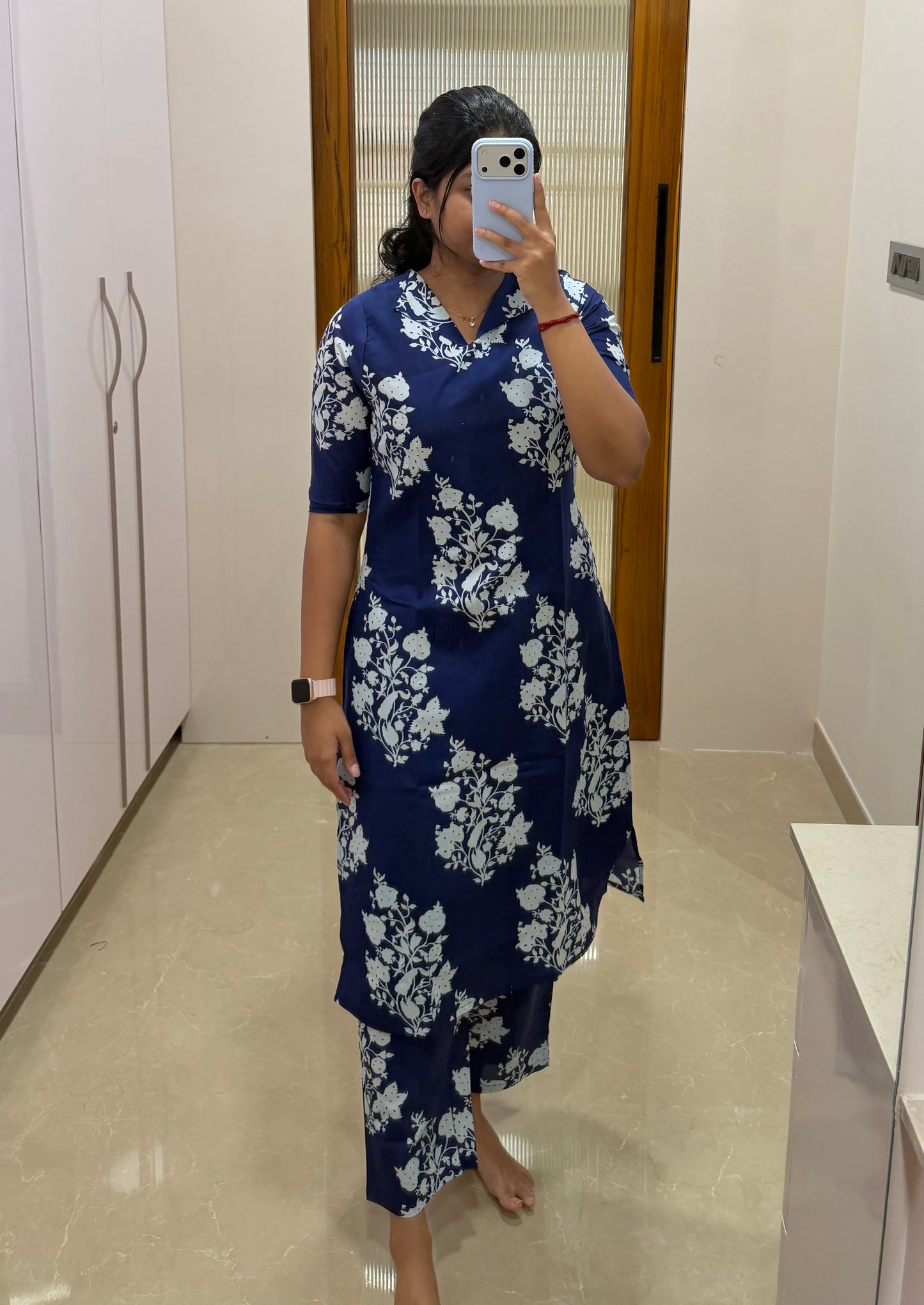 Royal blue floral Coord set