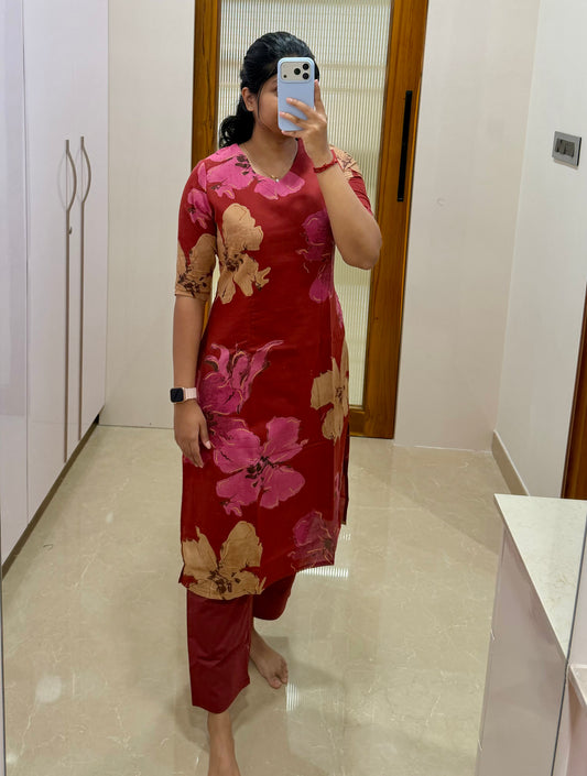 Red floral Coord set