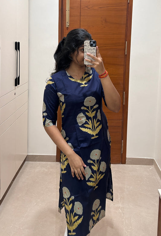 Navy floral motif kurti only