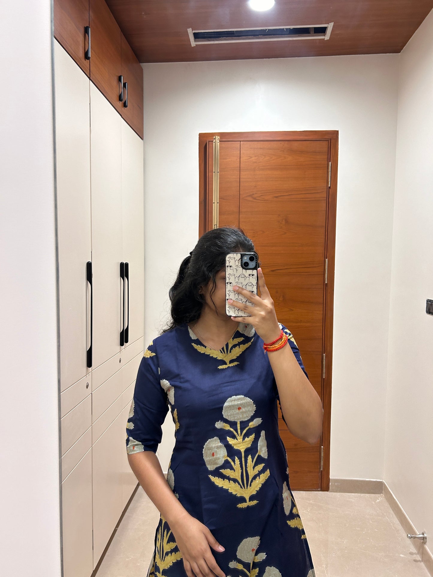 Navy floral motif kurti only