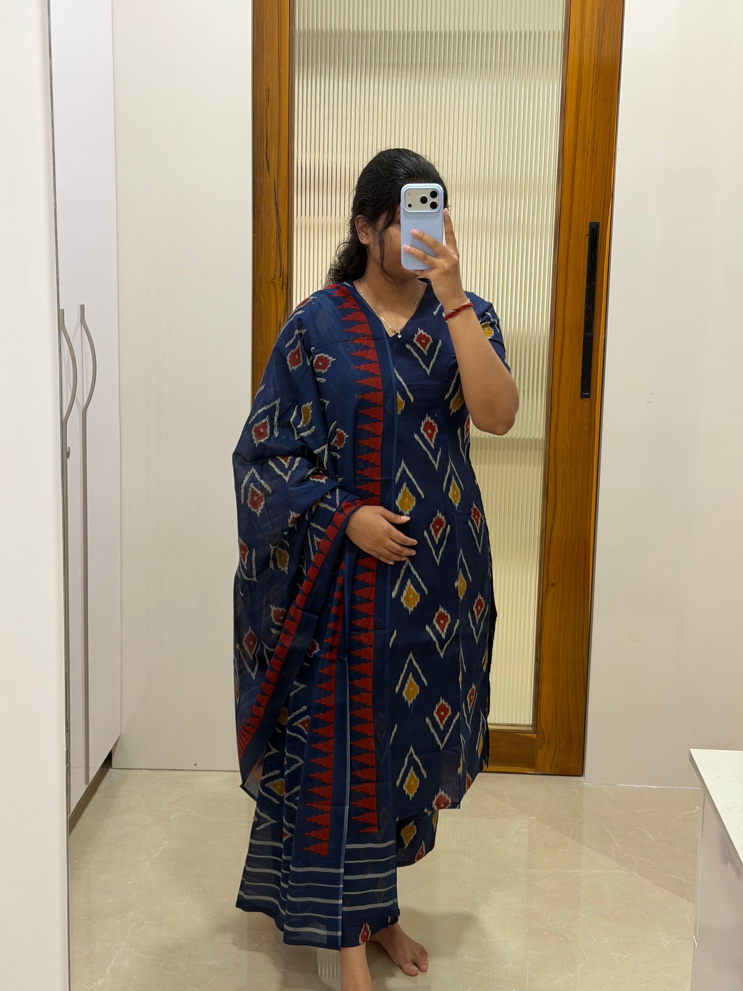 Navy blue Jaipur cotton 3 piece set
