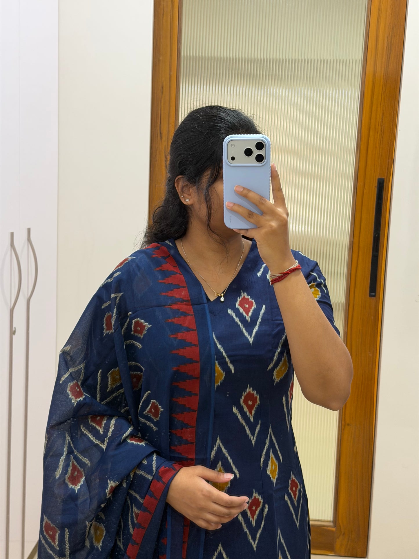 Navy blue Jaipur cotton 3 piece set