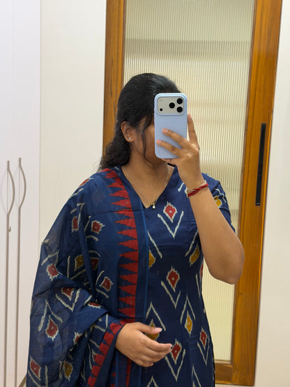 Navy blue Jaipur cotton 3 piece set