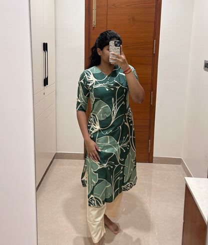 Green leaf kurti set