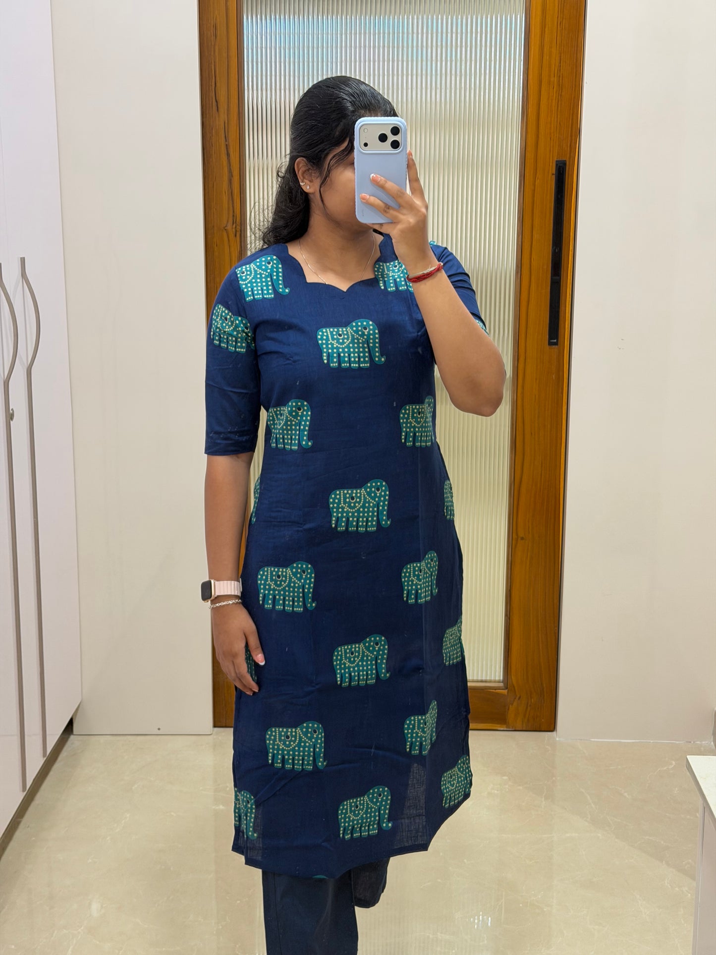 Navy blue and green elephant coord set