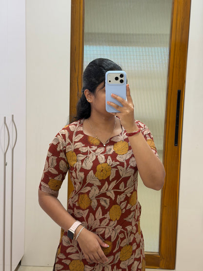 Red kalamkari coord set