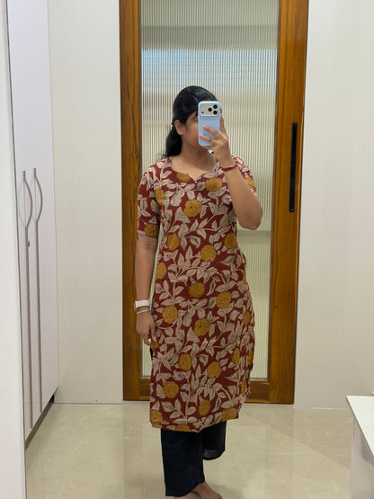 Red kalamkari coord set