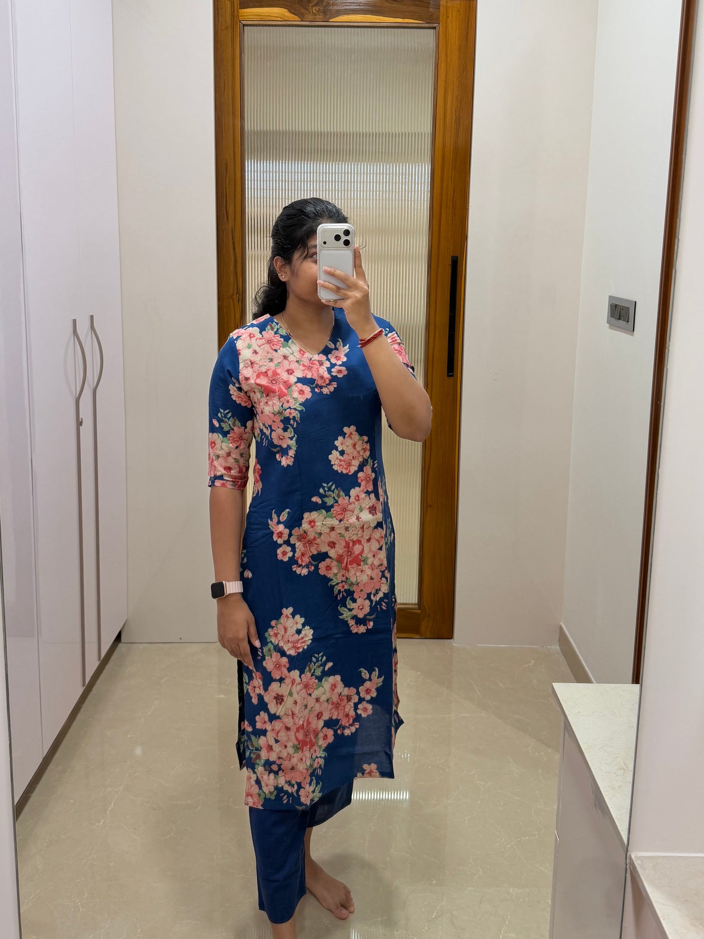 Dark blue cherry blossom coord set