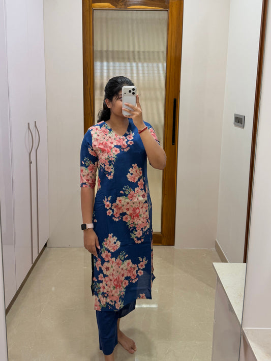 Dark blue cherry blossom coord set