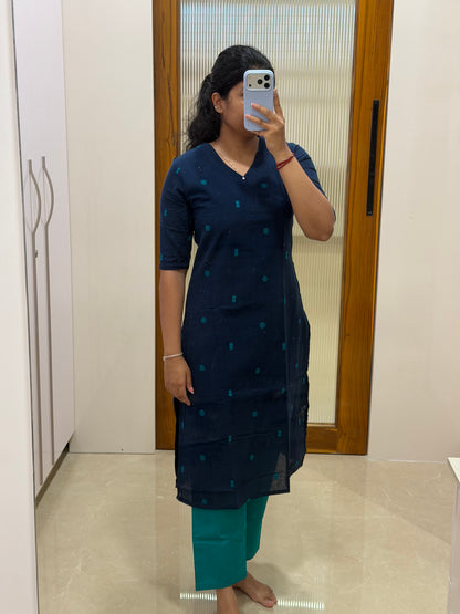 Dark blue and green cotton coord set