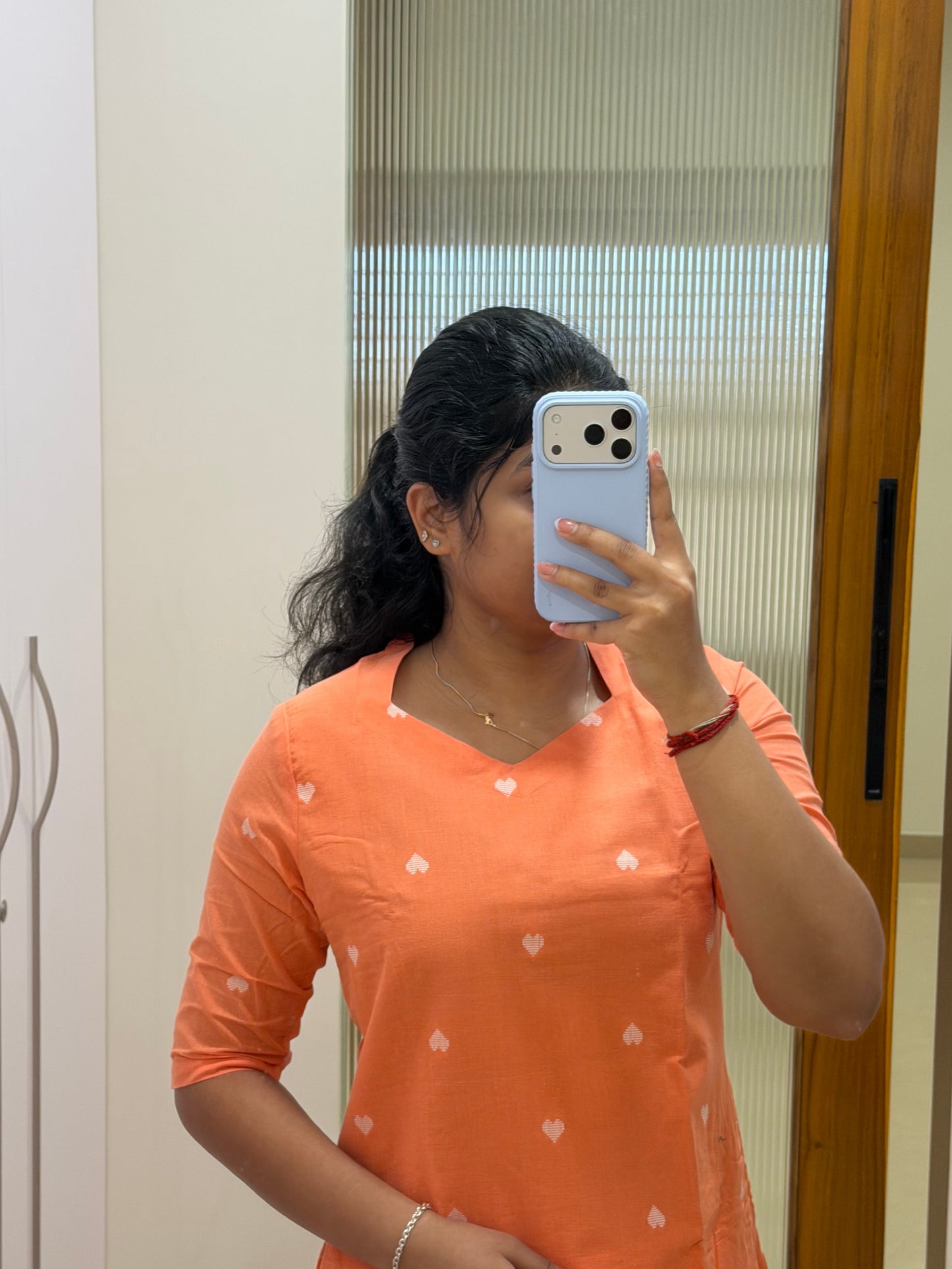 Peach Orange handloom coord set